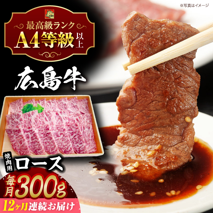 【全12回定期便】広島牛 ロース肉 焼肉用 300g 三次市 / 広島三次ワイナリー [APAZ080]