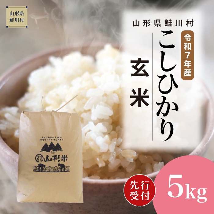[令和7年産米先行受付] 鮭川村産 こしひかり [玄米] 5kg (5kg×1袋) 配送時期指定できます!