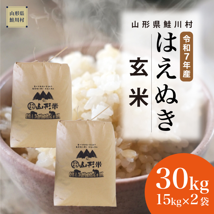 ＜令和7年産米＞ はえぬき 【玄米】 30kg （15kg×2袋）  《配送時期指定可》