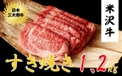 米沢牛 すき焼き用(1.2kg 400g×3パック)黒毛和牛 ブランド牛