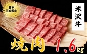 米沢牛　焼肉用（1.6kg　800g×2ﾊﾟｯｸ）黒毛和牛　ブランド牛