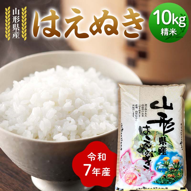 令和7年度 山形県産 はえぬき 10kg(5kg×2) 精米 2025年10月下旬から順次発送 白米 お米 米 米米 新米 ご飯 ごはん ブランド米 銘柄米 2025年産 令和7年度産 家庭用 自宅用 贈答用 お取り寄せ 食品 山形県 戸沢村 F7W-0099