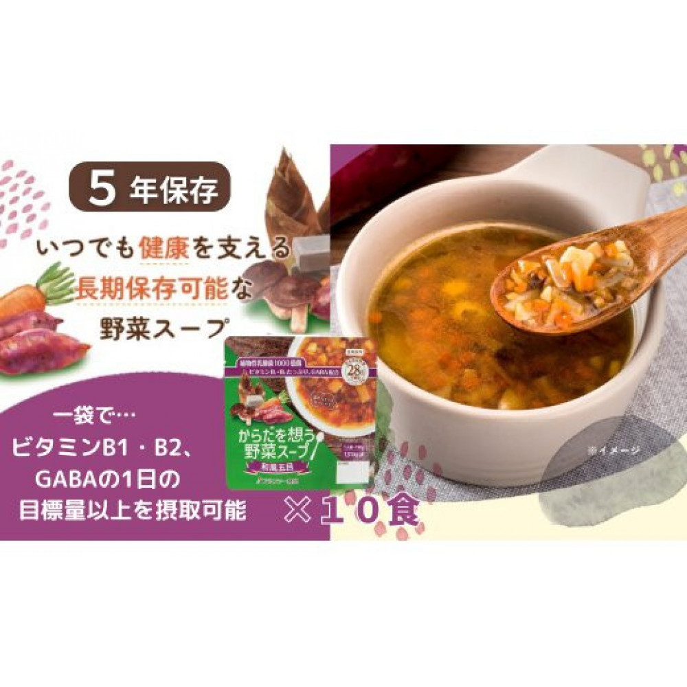 【からだを想う野菜スープ】和風五目10食セット/レトルト/食物アレルギー対応/長期保存/防災食