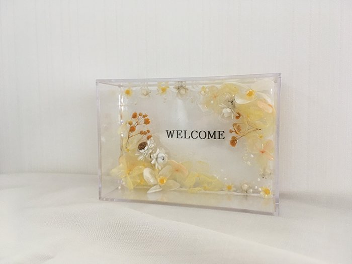 ハーバリウムプレート お仕事お疲れ様でした (オイル少量タイプ) イエロー / kanon インテリア プリザーブドフラワー ドライフラワー ハンドメイド品 奈良県 田原本町