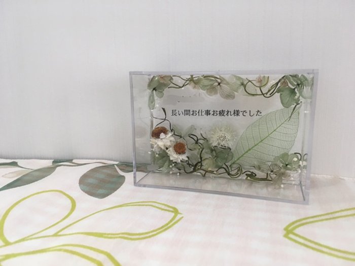 ハーバリウムプレート いつもありがとう (オイル少量タイプ) グリーン / kanon インテリア プリザーブドフラワー ドライフラワー ハンドメイド品 奈良県 田原本町