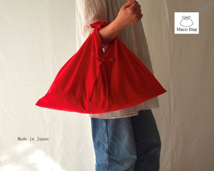 あづま袋 （エコバッグ） カラー レッド Lサイズ 1セット ／ Maco 風呂敷 風呂敷バック 綿ポリ 奈良県 田原本町