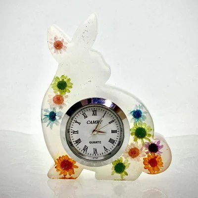 花うさぎ 時計 / fleur misaki お祝い インテリア 雑貨 プレゼント ギフト 置き時計 奈良県 田原本町