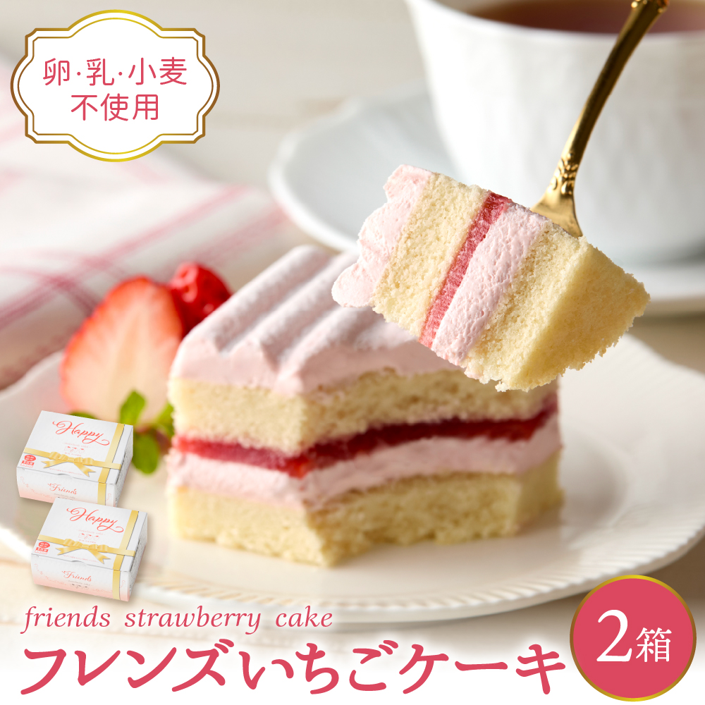 【期間限定】卵・乳・小麦不使用【フレンズいちごケーキ × 2箱】 スイーツ ケーキ 苺 イチゴ 山形県 東根市 日東ベスト 2箱 hi010-024