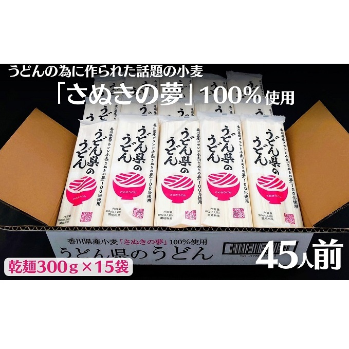 本場 讃岐うどん 乾麺【うどん県のうどん】45人前 300g×15袋入り さぬき 香川県産 おとりよせ 麺類