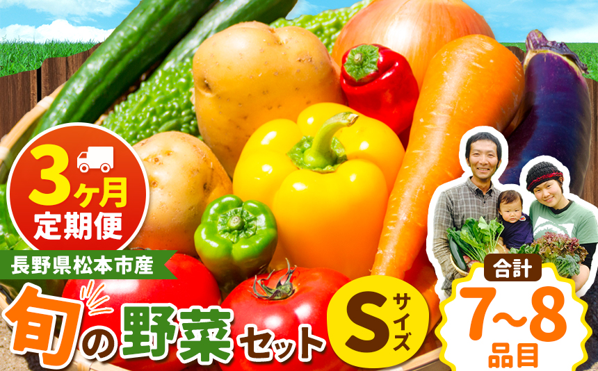 [定期便3回]子育て農家の野菜セット(Sサイズ)農薬・化学肥料不使用 | 長野県 松本市