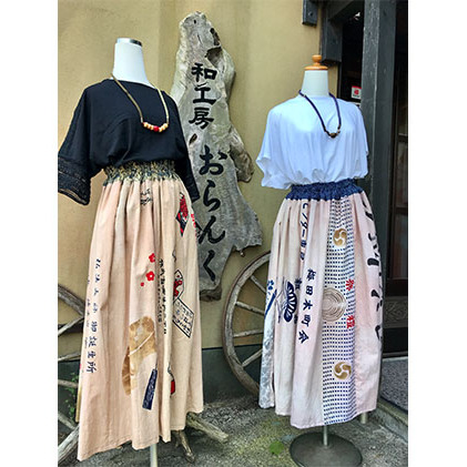 手ぬぐいのリメイクスカート