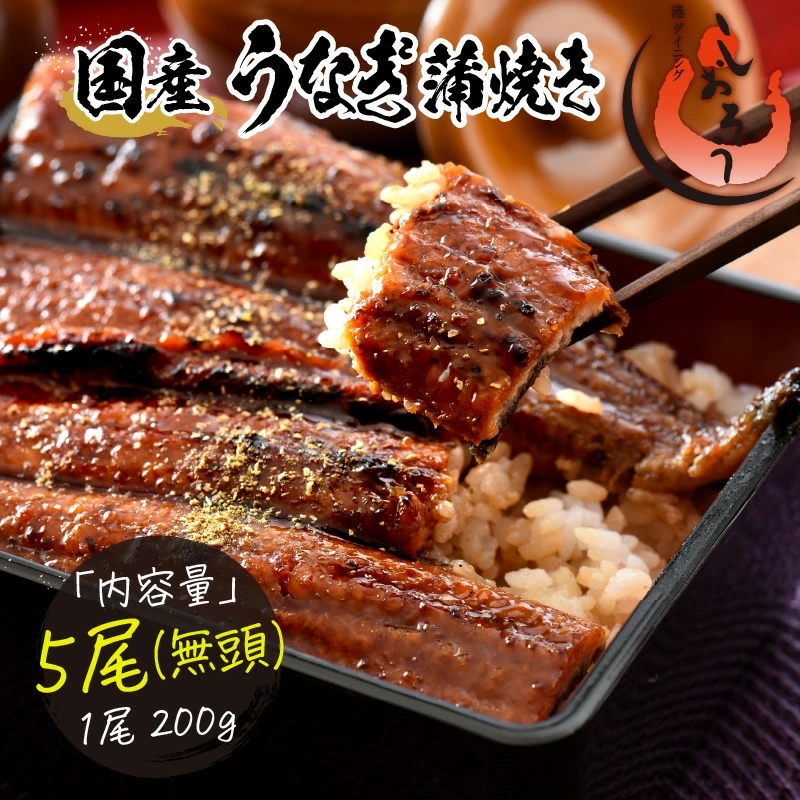 うなぎ 蒲焼き 無頭 国産 約200g × 5尾 [053-c003][敦賀市ふるさと納税]