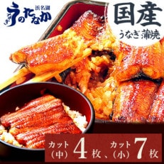 浜名湖・うなぎのたなかのふっくら柔らか♪国産うなぎカット蒲焼(中)4枚(小)7枚※合計745g程度【配送不可地域：離島】【1417650】