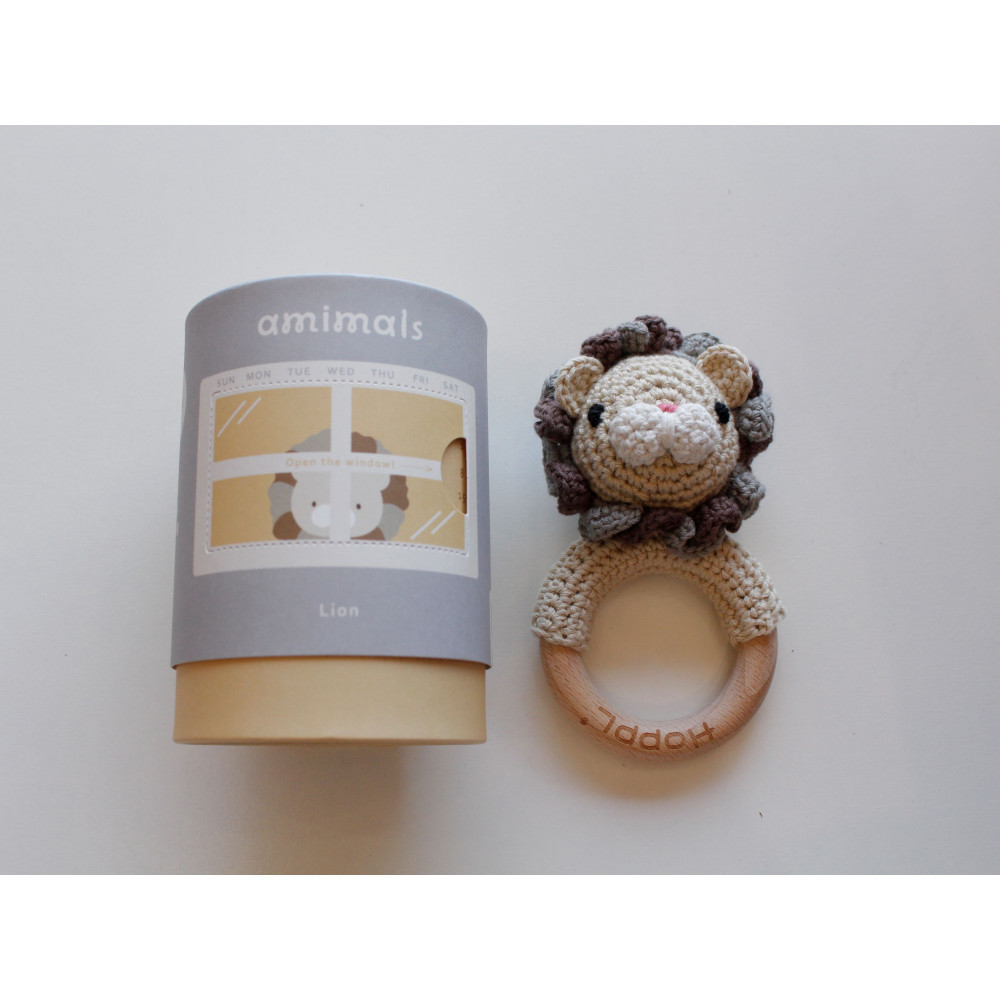 HOPPL(ホップル)手編みamimals(アミマルズ) ガラガラ Lion