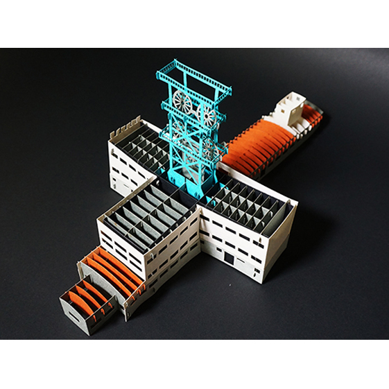 旧住友赤平炭鉱立坑ペーパークラフトキット インテリア 玩具 