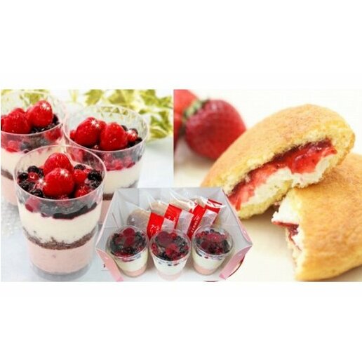 苺のチーズケーキとクリームどら苺  北海道・新ひだか町のオリジナルスイーツ