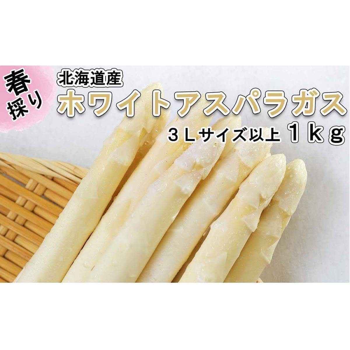 <先行予約> 北海道産 春採り ホワイト アスパラガス 1kg 3Lサイズ 以上 <2023年5月上旬より発送>