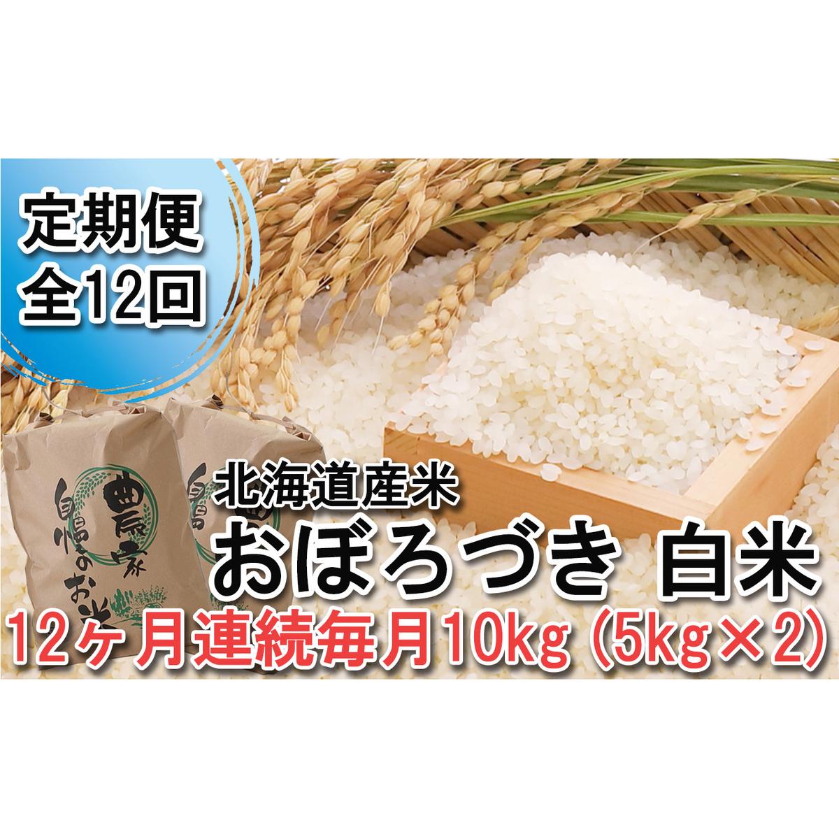 ＜ 定期便 12回 ＞ 北海道産 希少米 おぼろづき 白米 計 10kg (5kg×2)  毎月 12回
