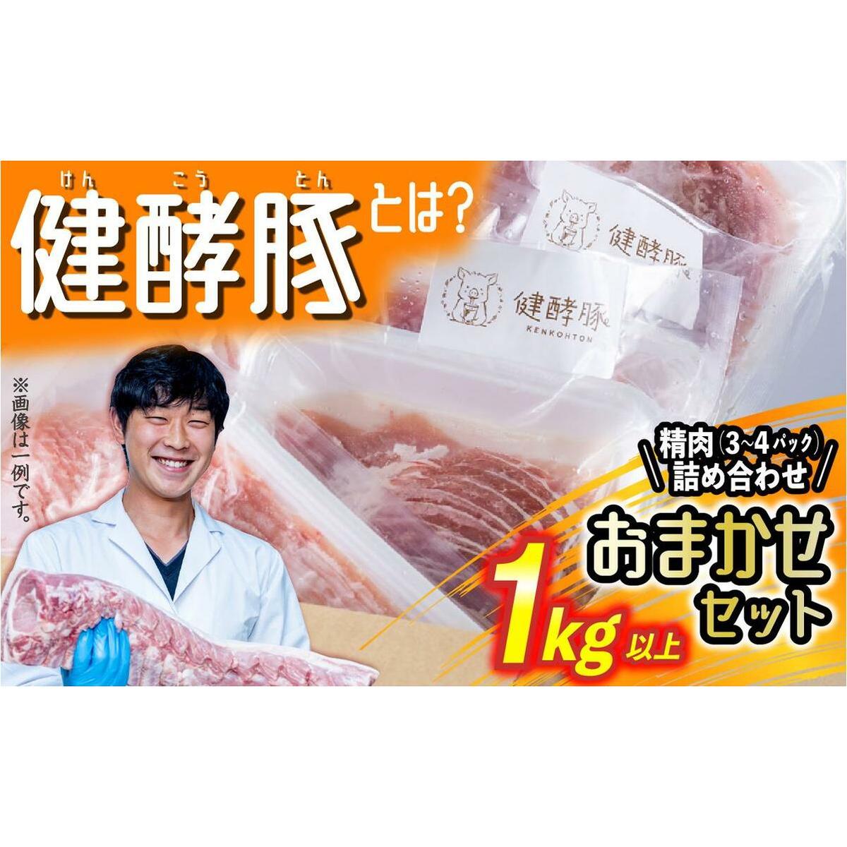 北海道産 健酵豚 精肉 おまかせ セット 1kg 以上( 3~4パック ) 豚肉 おためし 詰め合わせ ブランドポーク