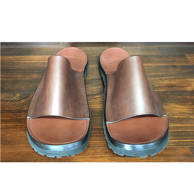 レザーサンダル（ブラウン）サイズ8（26～26.5cm）【キャッスルファイブレザーアート】 ファッション 靴 シューズ 牛革 