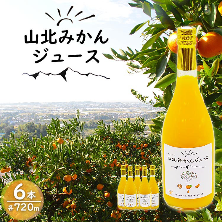 山北みかんジュース 720ml×6本 - 果汁100% 高知県産 ブランドみかん 温州みかん ストレートジュース 果物 フルーツ 柑橘 オレンジ おいしい 甘い おすそ分け 飲み物 yk-0041