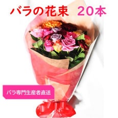 【バラ専門生産者直送】バラの花束(色とりどり20本)【配送不可地域：離島・沖縄】【1210677】