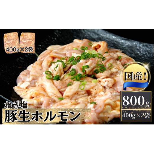 お肉屋さん 自慢の味付け! 国産 豚 生ホルモン ねぎ塩味 800g(400g×2パック) 冷凍 小分け 味付 簡単 調理 豚ホルモン ブタホルモン ホルモン 焼肉 おつまみ バーベキュー BBQ 宮城県 東松島市 オンラインワンストップ 対応 自治体マイページ 佐利 AA