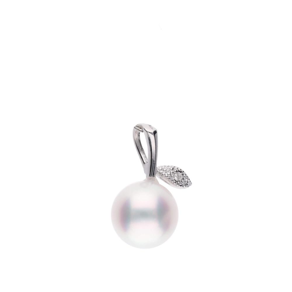 【姫果】アコヤパール ダイヤモンド プラチナ ペンダントトップ｜無調色 アコヤ真珠 8.0mm ラウンド PT900
