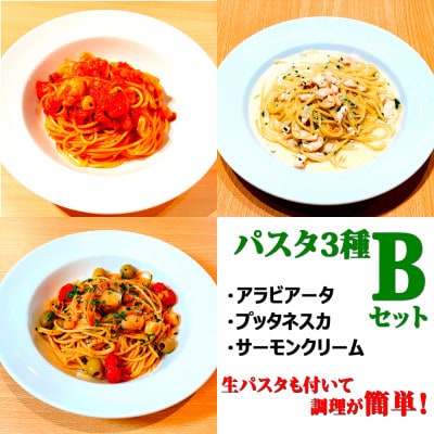【パスタ3種Bセット】(アラビアータ、プッタネスカ、サーモンクリーム) 生パスタが付いて時短簡単!【配送不可地域:離島】【1591046】