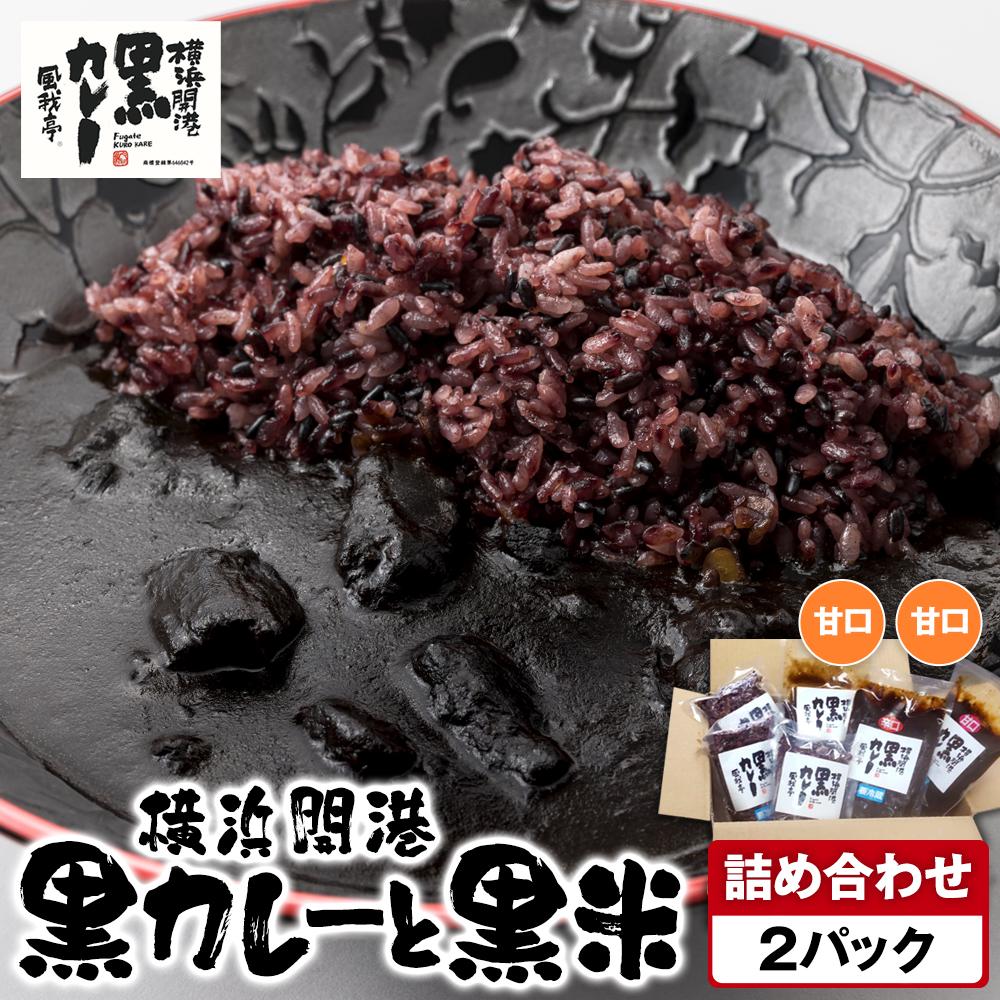 風我亭の横浜開港黒カレーと黒米の詰め合わせ 2パック【甘口2個】