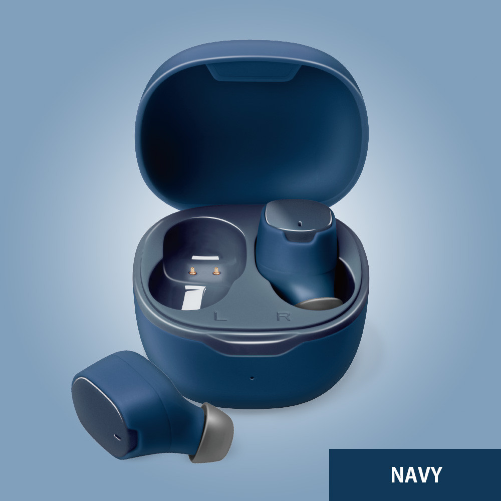 【ネイビー】Bluetooth 5.3 IPX5 防滴 完全ワイヤレス ステレオイヤホン カナルタイプPG-BTE17TW