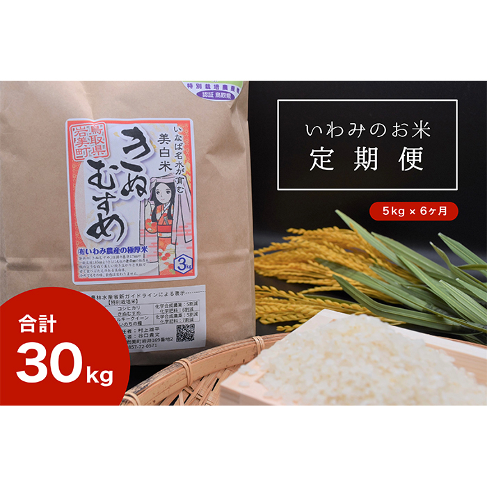 T-2】【定期便6回】いわみのお米（きぬむすめ）5kg×6ヶ月［2等米］ | 鳥取県岩美町 | JRE MALLふるさと納税