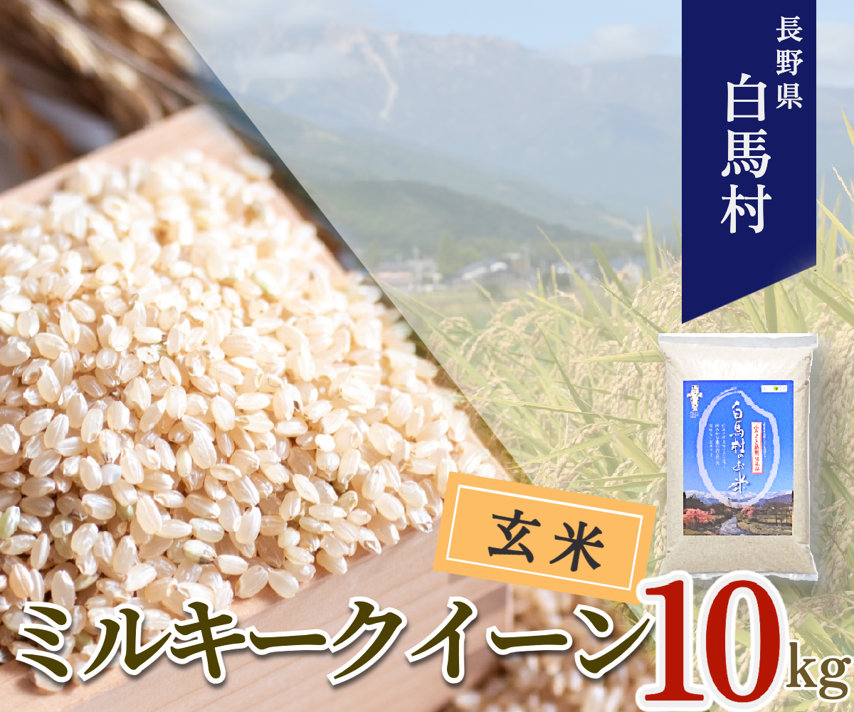 ＜令和7年産＞ 新米 先行予約 ミルキークイーン＜玄米＞10kg /長野県白馬村 信州 2025年産 米 お米 ご飯 ごはん 送料無料【B0030143】