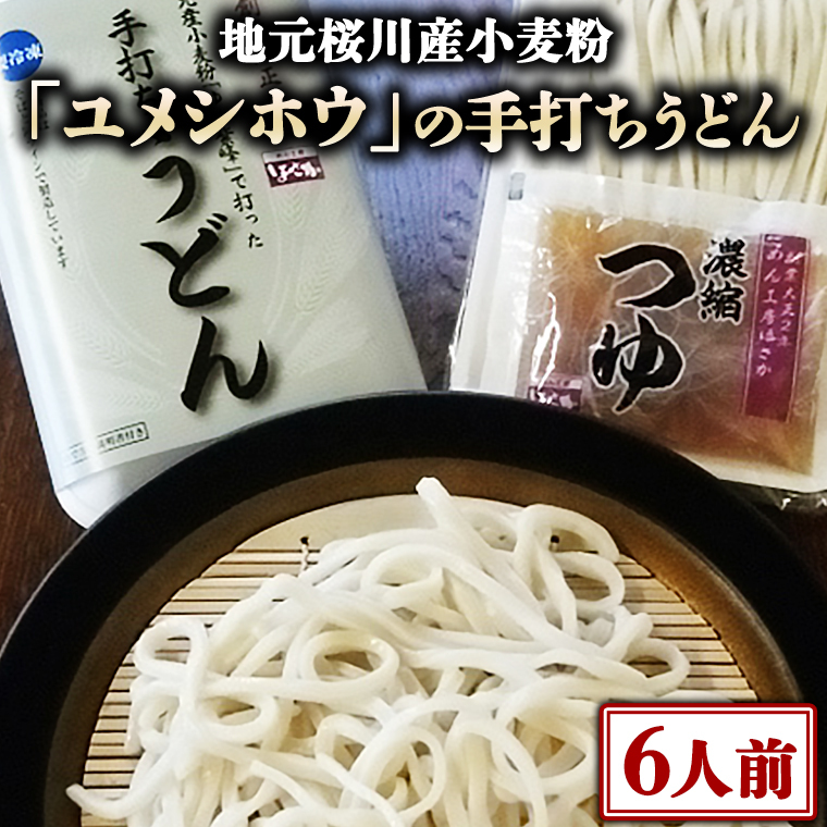 【 手打ちうどん ・ ６人前セット 】 地元 桜川産 小麦粉 「 ユメシホウ 」 使用 うどん 手打ち 麺 食品 [AN002sa]