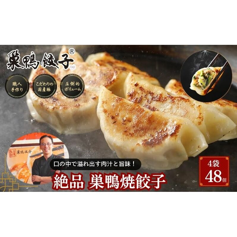 巣鴨餃子 箸が止まらない! 絶品 焼餃子 4袋 48個 餃子 ぎょうざ ギョーザ 冷凍 焼き餃子 おかず おつまみ お取り寄せ 豊島区 東京都