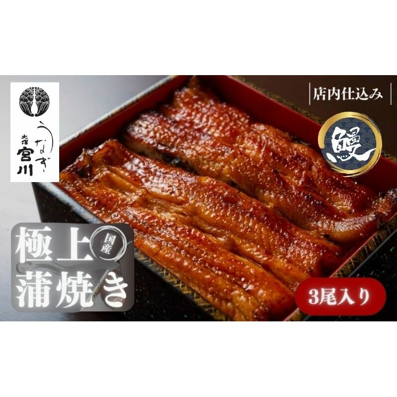 大塚 うなぎ宮川 国産うなぎ蒲焼き(真空パック) 3尾 鰻 うなぎ ウナギ 蒲焼 蒲焼き 国産 新鮮 たれ付 真空 簡単 お取り寄せ 豊島区 東京