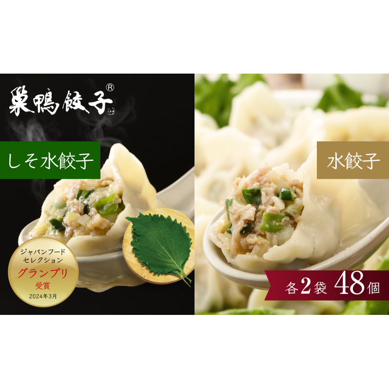 餃子 水餃子 巣鴨餃子 水餃子としそ水餃子の組み合わせ 各2袋 48個 清緑園 ぎょうざ ギョウザ セット もちもち しそ あっさり 冷凍餃子 国産素材 お取り寄せ ギフト 冷凍 中華料理 おつまみ おかず 総菜