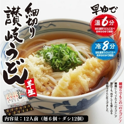 うどん 讃岐 絶妙なのどごし 細切り うどん 12人前 ダシ付 麺類 乾麺 惣菜 讃岐うどん さぬきうどん お中元 コシ 生麺 ぶっかけ 冷凍 半生麺  加工食品 引っ越し 製麺 茹でる 香川県丸亀市 JRE MALLふるさと納税