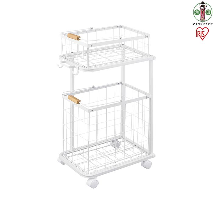 ランドリーバスケットワゴン２段　LBW-452　ホワイト