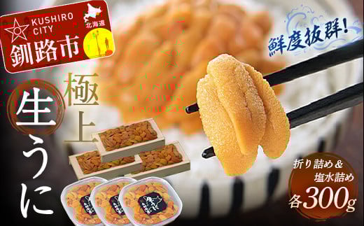 【豪華・えぞバフンうに食べ比べセット】塩水詰め100g×3・折ウニ100g×3 ふるさと納税 うに _F4F-0575