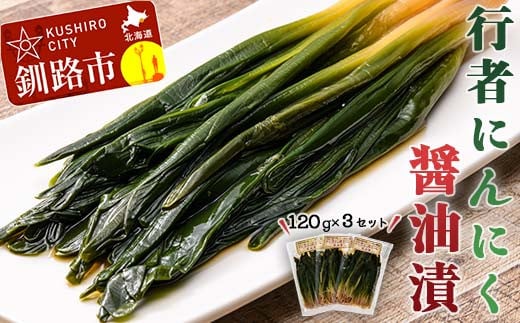 行者にんにく醤油漬120g 3袋セット 北海道 山菜 ヒトビロ アイヌネギ ギョウジャニンニク ご飯のおとも _F4F-2220