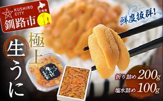 【食べ比べセット】生うに折200g&塩水うに100g ふるさと納税 うに _F4F-3213