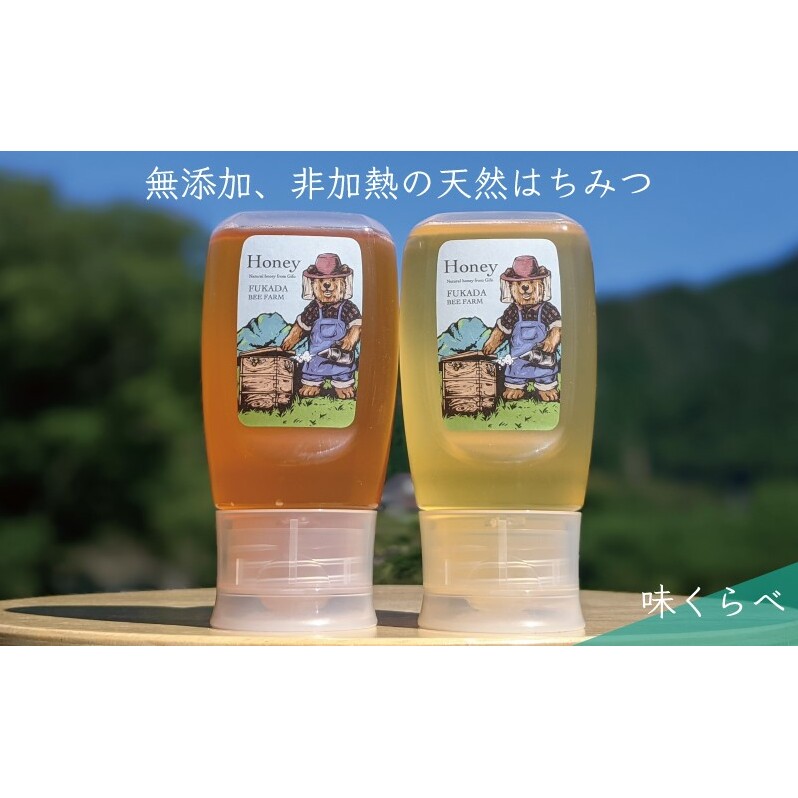 合計600g 天然蜂蜜 国産蜂蜜 非加熱 生はちみつ 岐阜県 美濃市産 味比べ 蜂蜜300g入りピタッとボトル2本セットC5 深田養蜂のハチミツ