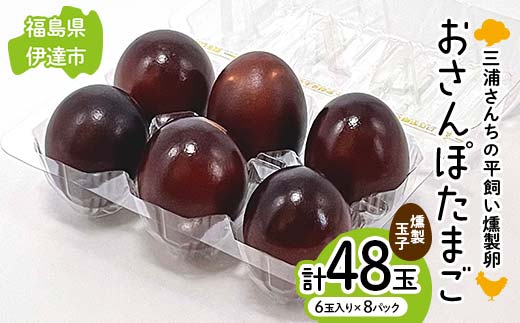 三浦さんちの平飼い燻製玉子 おさんぽたまご 計48玉 伊達市 福島県 国産 養鶏場直送 卵 たまご 玉子 生卵 鶏卵 燻製たまご F20C-952
