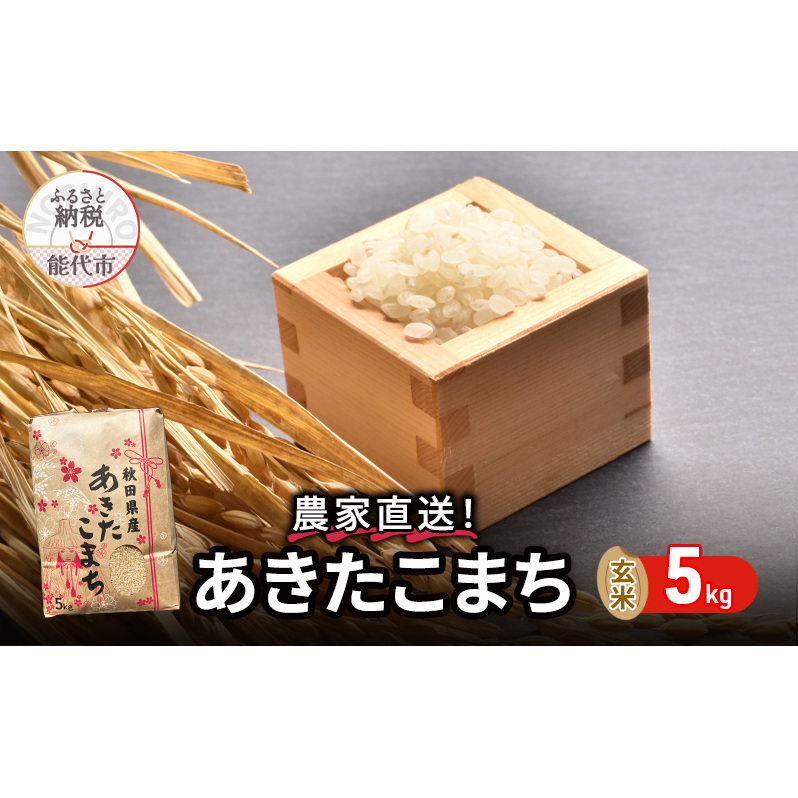 玄米 農家直送!うまい!! 本場のあきたこまち 5kgご飯 ブランド米 おにぎり 令和6年産 産地直送 おこめ ごはん 秋田県 秋田 能代市 お米 銘柄米 お弁当 和食