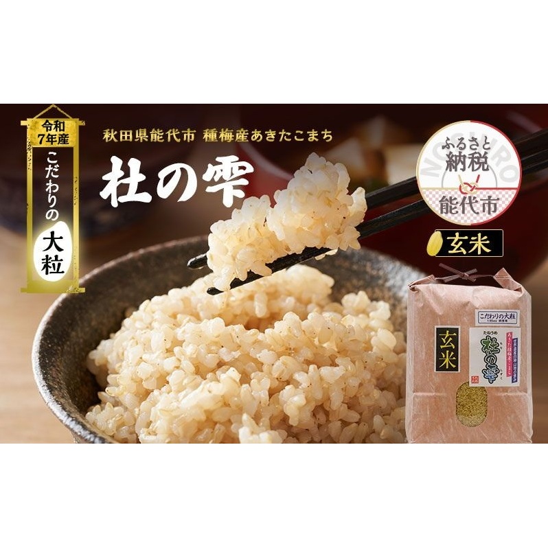 令和7年産 新米 玄米 秋田 あきたこまち 杜の雫 5kg 秋田県産 米 お米 こだわりの大粒 種梅産 ご飯 ブランド米 大粒 おにぎり 産地直送 送料無料 おこめ ごはん 秋田県