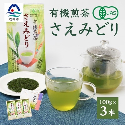 1番茶(新芽)のみを使用 有機煎茶【さえみどり】KAORU園 (100g×3本)  B3-60【配送不可地域：離島】【1167075】