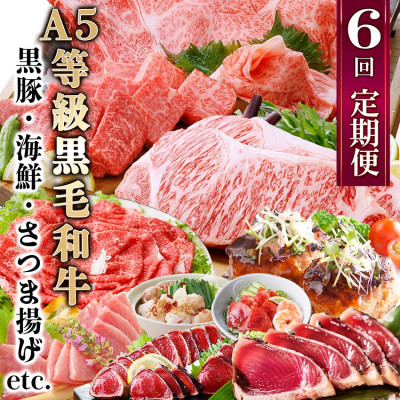 定期便(6回)お楽しみ便(A5等級黒毛和牛・黒豚・海鮮・さつま揚げ等)GG-0052【配送不可地域:離島】【1166771】