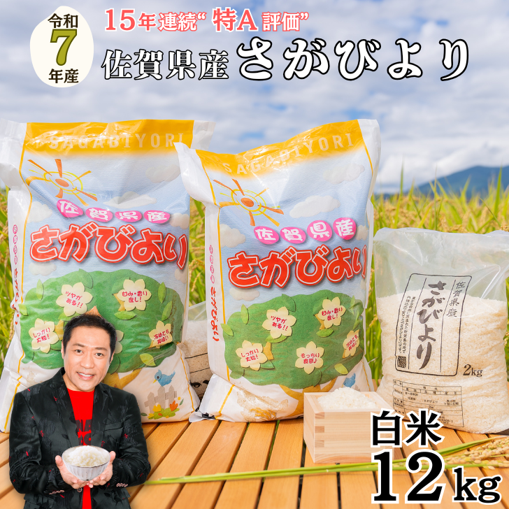 【新米】令和7年 佐賀県産 さがびより白米12kg:B380-001