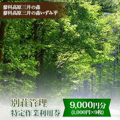 蓼科高原三井の森・蓼科高原いずみ平別荘地　別荘管理特定作業利用券9,000円分(1,000円×9枚)【1420192】